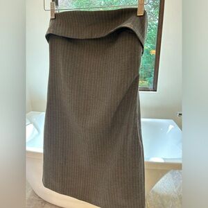 Pinstriped strapless mini dress